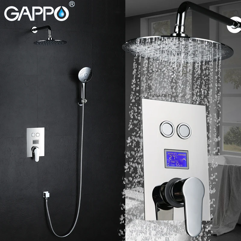 

GAPPO Wall Mounted bathroom shower faucet tap shower faucet Chrome LCD Digital Temperature bath shower tap mixer Torneira de