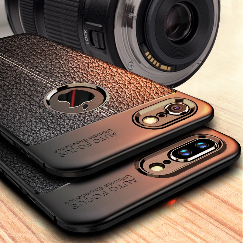 

Luxury Litchi Leather Case for iphone 7 8 6 6S X XR XS MAX case silicone black cover for iphone 7 8 6 6S plus 5 5S cases