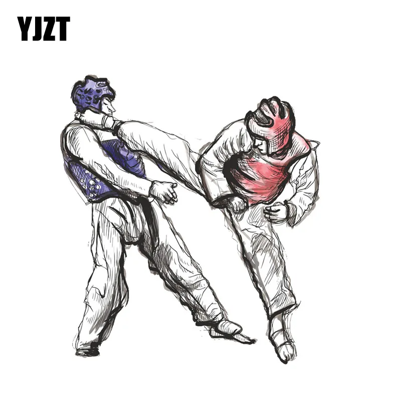 

YJZT 13.7CM*15.2CM Boxing Taekwondo Karate Fun PVC Car Sticker 11-00245