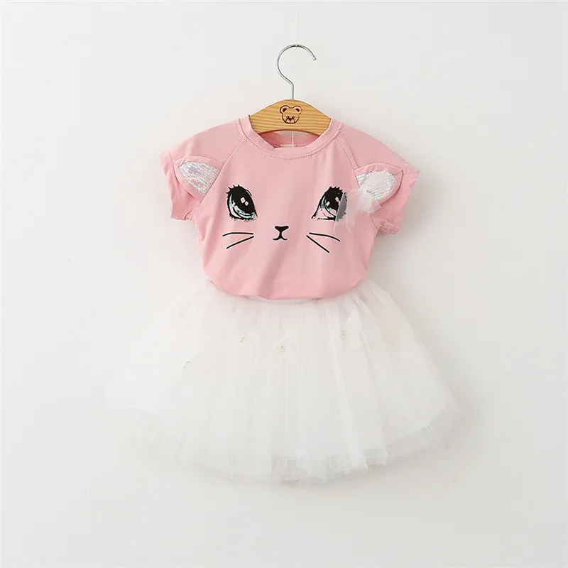 

Baby Girls New Fashion Summer Clothing Sets 2019 New Summer Casual Children Sets Kids Summer Suit Pink T shirt+Tutu Skirt