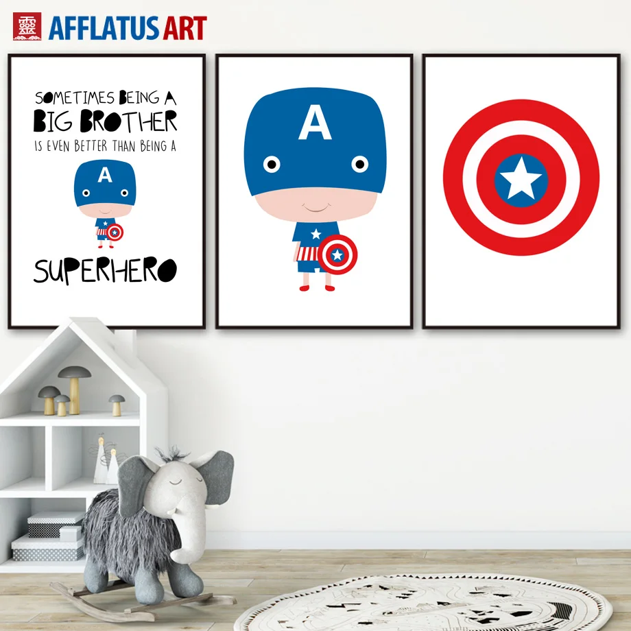 

Superhero Captain America Letter Wall Art Print Canvas Painting Nordic Posters And Prints Wall Pictures For Living Room Decor