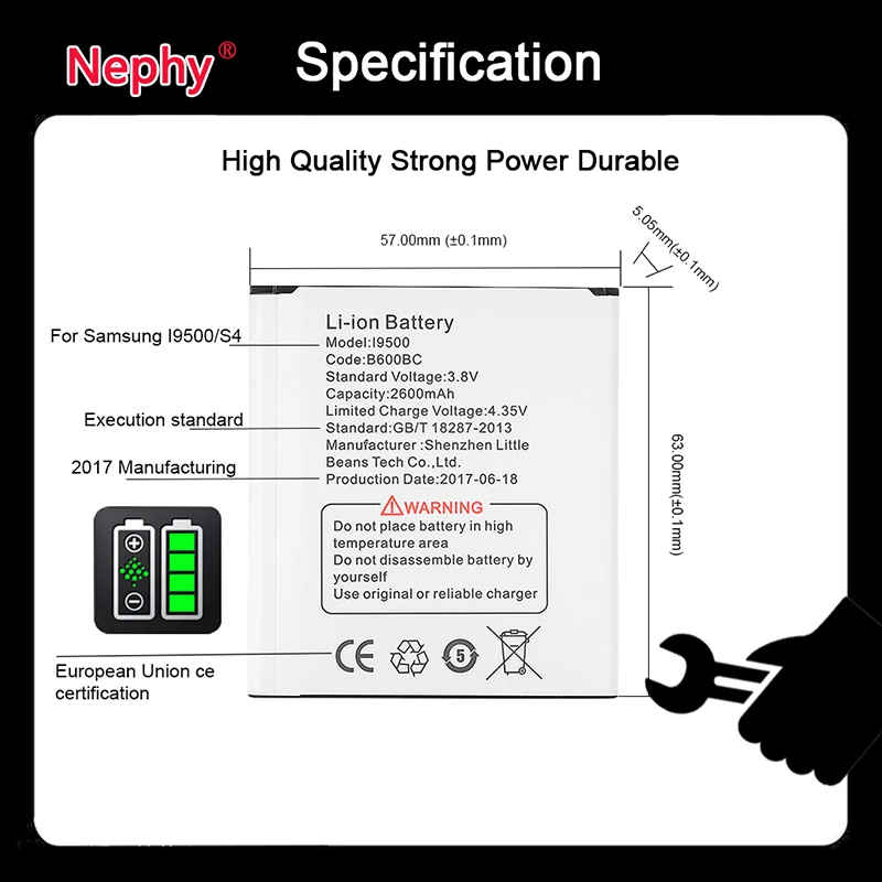 Новый оригинальный аккумулятор Nephy B600BE B600BC для Samsung Galaxy S4 i9500 i9505 i9506 i9295 S 4 Active i337 i545