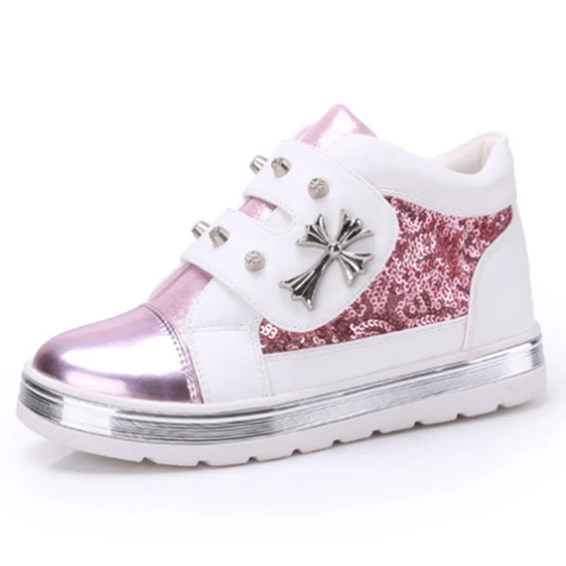 

2018 spring and autumn female child sport shoes paillette fashion princess girls shoes