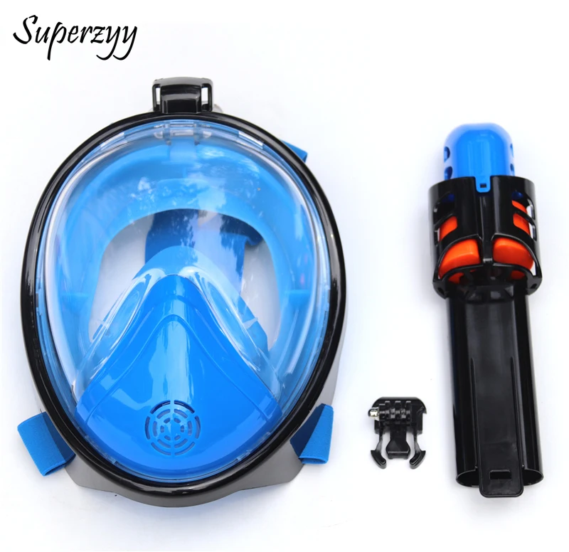 Underwater Anti Fog Diving Mask Snorkel Swimming Training Scuba mergulho 2 In 1 full face snorkeling mask For Gopro Camera Underwater Anti Fog Diving Mask Snorkel Swimming Training Scuba mergulho 2 In 1 full face snorkeling mask For Gopro Camera