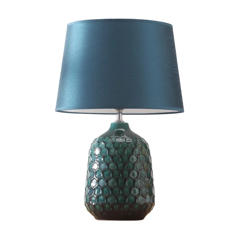 High End Modern American Country Dark Green Ceramic Honeycomb Dimmer Table Lamp for Living Room Bedroom Porcelain H 52cm 1707