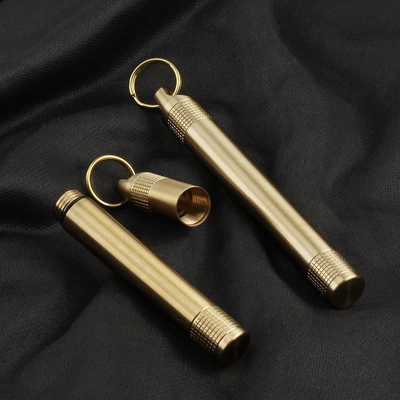 Brass Seal Bottles Waterproof Canister Keychain Toothpick Bottle Outdoor Camping Tool 3