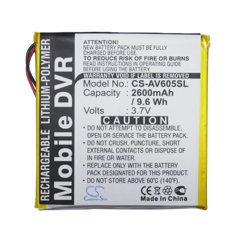 CameronSino 2600 mah bateria para Archos AV605 20 40 60GBMP3 4 Bateria