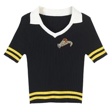 Vetore/Новая Брендовая женская футболка в полоску, минималистичный дизайн, молодежная Красивая активная стильная женская футболка высокого качества, лидер продаж