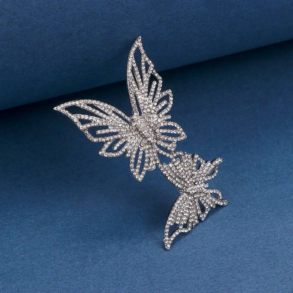 

Double Butterfly Brooch Crystal Rhinestone Brooches Scarf Pin Women Engagement Party Elegant Jewelry Sweet Romantic Gift