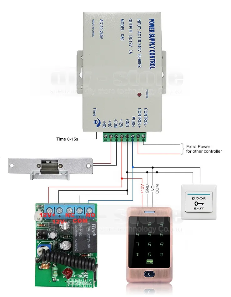 Diysecur 125 кГц RFID считыватель Пароль Клавиатура + удар lock + дверной звонок + Дистанционное управление двери Управление доступом безопасности
