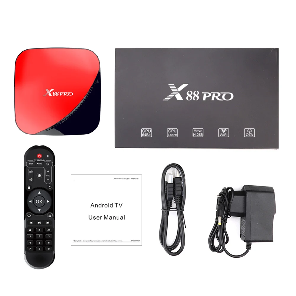 Android tv box X88 Pro 4G 64G android 9,0 smart tv Rockchip RK3318 четырехъядерный 2,4G& 5G wifi 4K HDR медиаплеер Google Play tv box