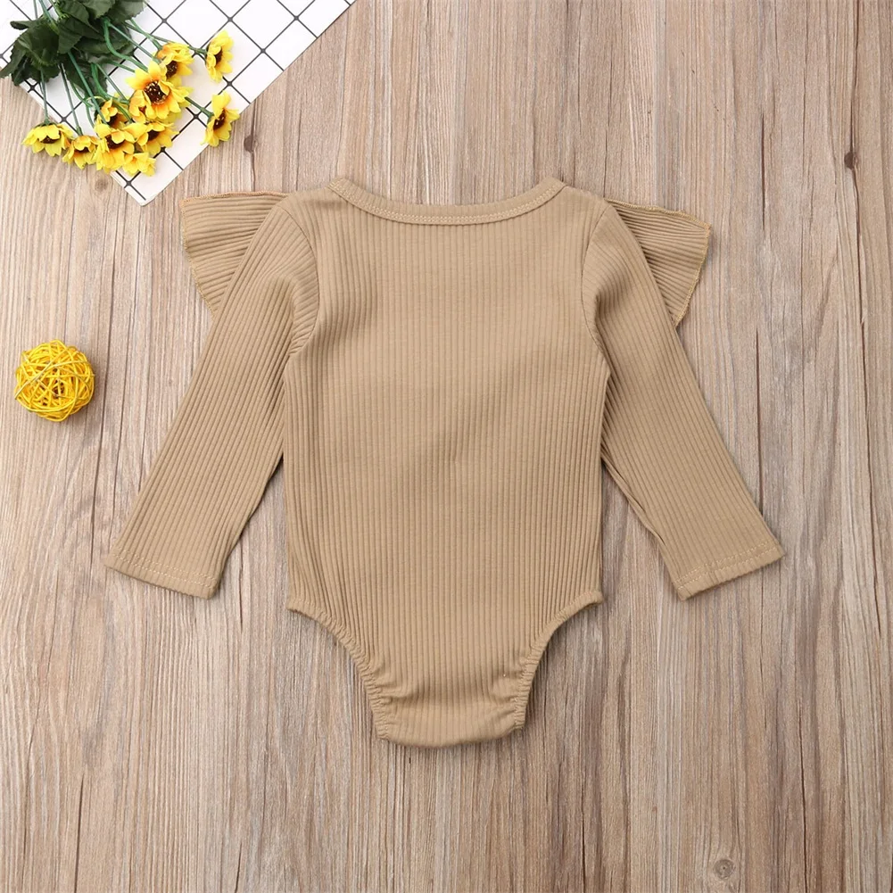 AU Newborn Baby Girl 0-24M Long Sleeve Ruffle Romper Jumpsuit Outfit Clothes 7 Colors