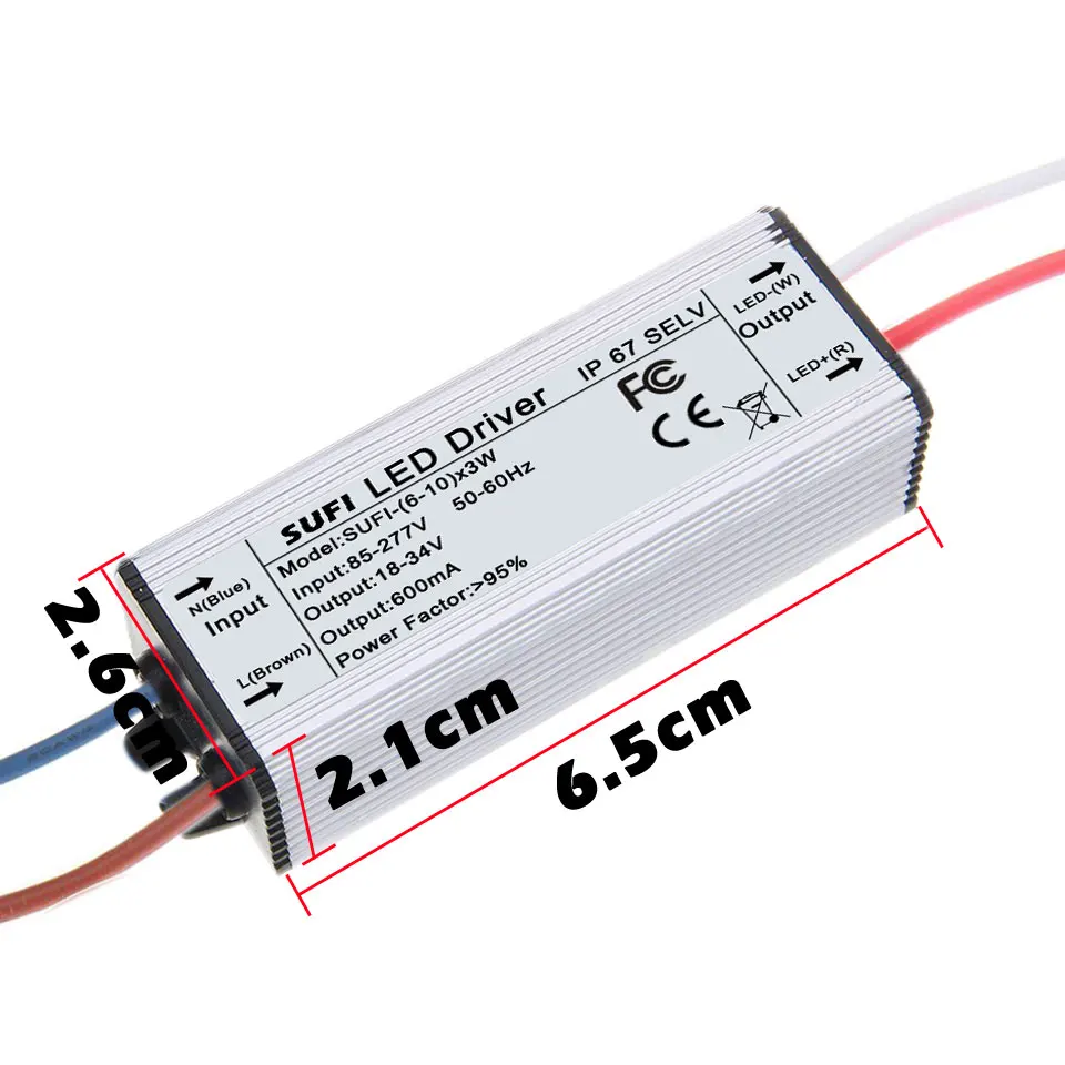 20 Вт Светодиодный драйвер AC85 277V до DC18 34V 600мА освещение Трансформатор выключатель