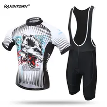 XINTOWN Short Sleeve Cycling Jersey Set MTB Bike Clothing Summer Bicycle Jerseys For Men Wolf Sweat Maillot Ropa Ciclismo