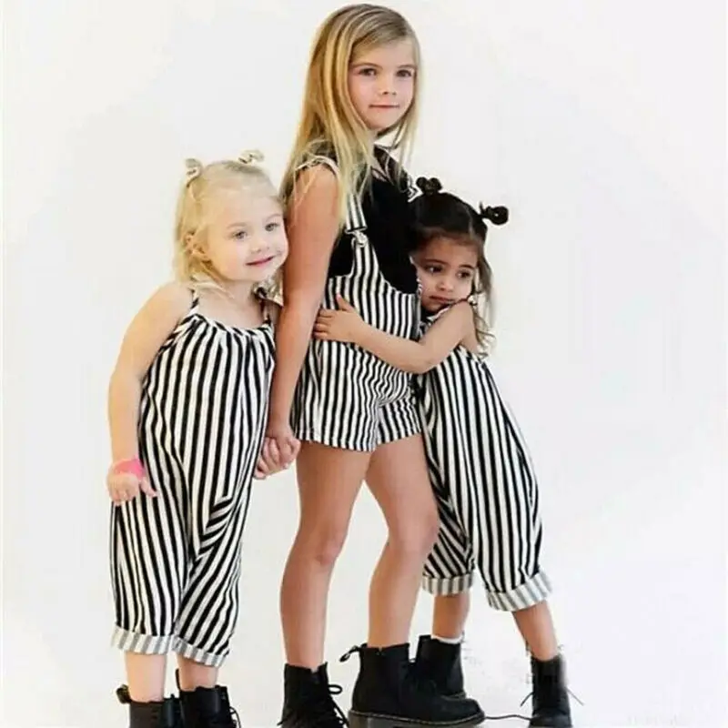 

Toddler Kid Baby Girl Stripe Overall Suspender Black White Striped All-matching Romper Jumpsuit Playsuit Clothes Outfits Sunsuit