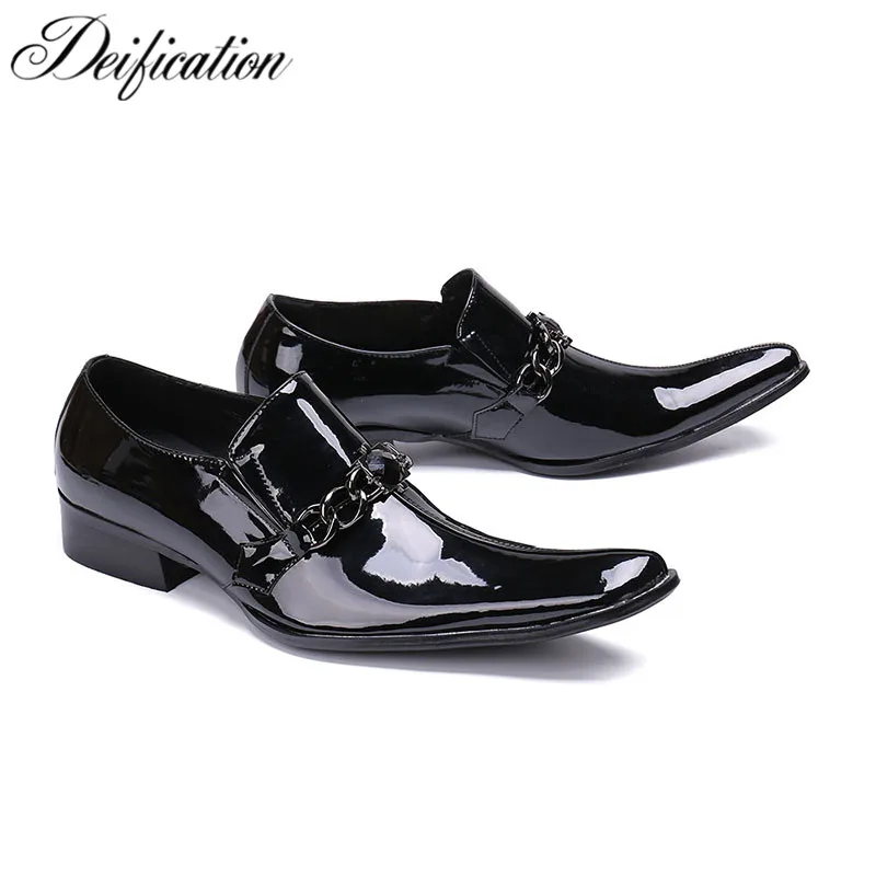 shiny black slip on shoes