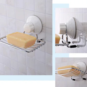 

Stainless Steel Wall-mount Strong Vacuum Suction Cup Soap Dish Holder Rack Dropshipping