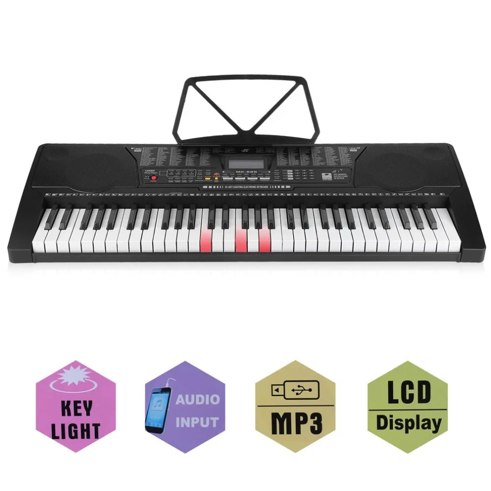 

61 Keys Electronic Organ High Noise Reduction Digital Music Electronic Keyboard MP3 Player LCD Display Luminous German Plug