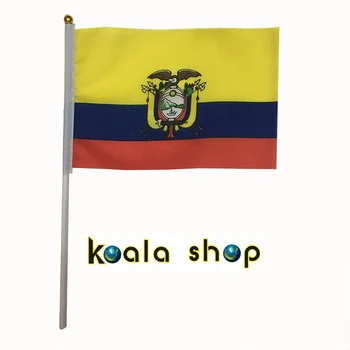 

100 PCS/ lot Promotion Wholesale Small Ecuador Hand Waving National Flag 14*21cm Polyester Flag Free Shipping