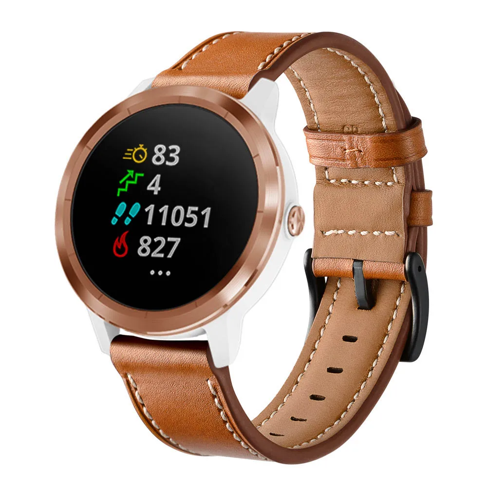 Для Garmin Vivoactive 3/Vivomove HR часы ремешок для мужчин/женщин кожаный ремешок браслет для samsung Galaxy Watch 42 мм/Active 2 1 ремень