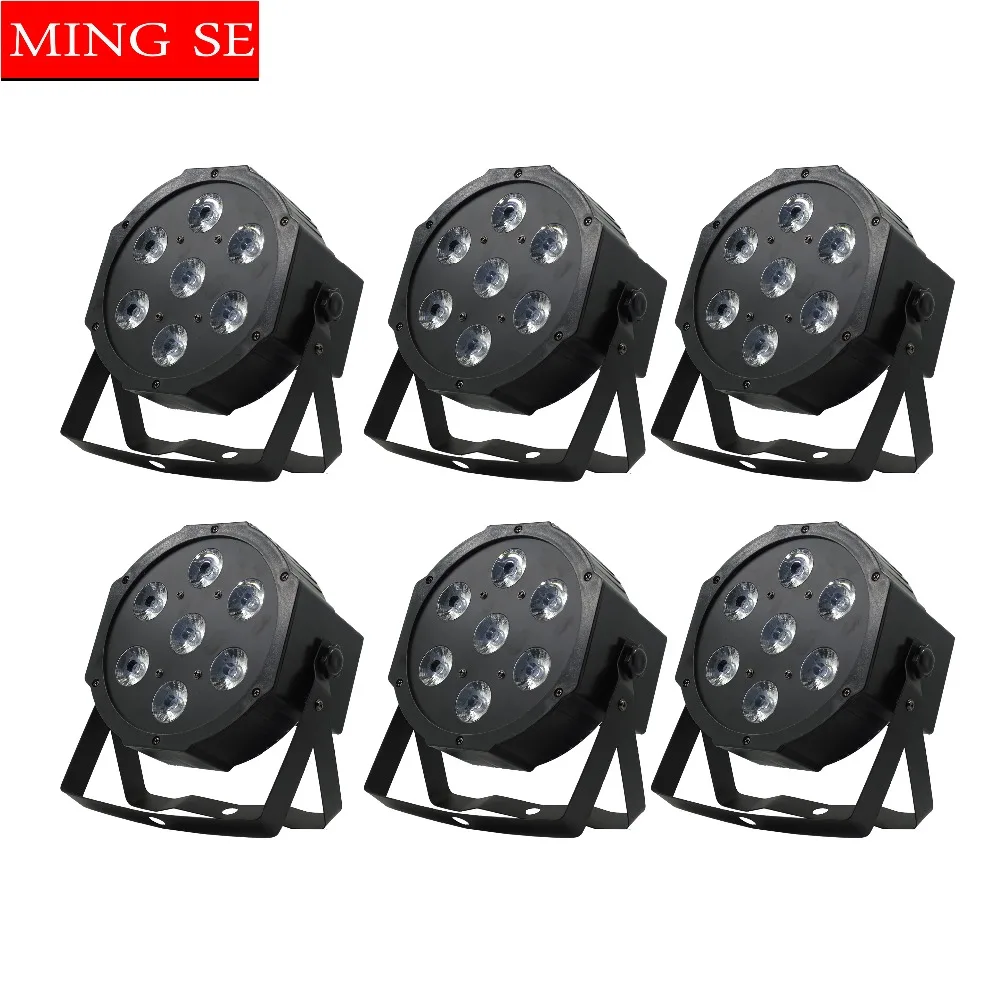 

6pcs/lots Fast shipping 7x12w led Par lights RGBW 4in1 flat par led dmx512 disco lights professional stage dj equipment