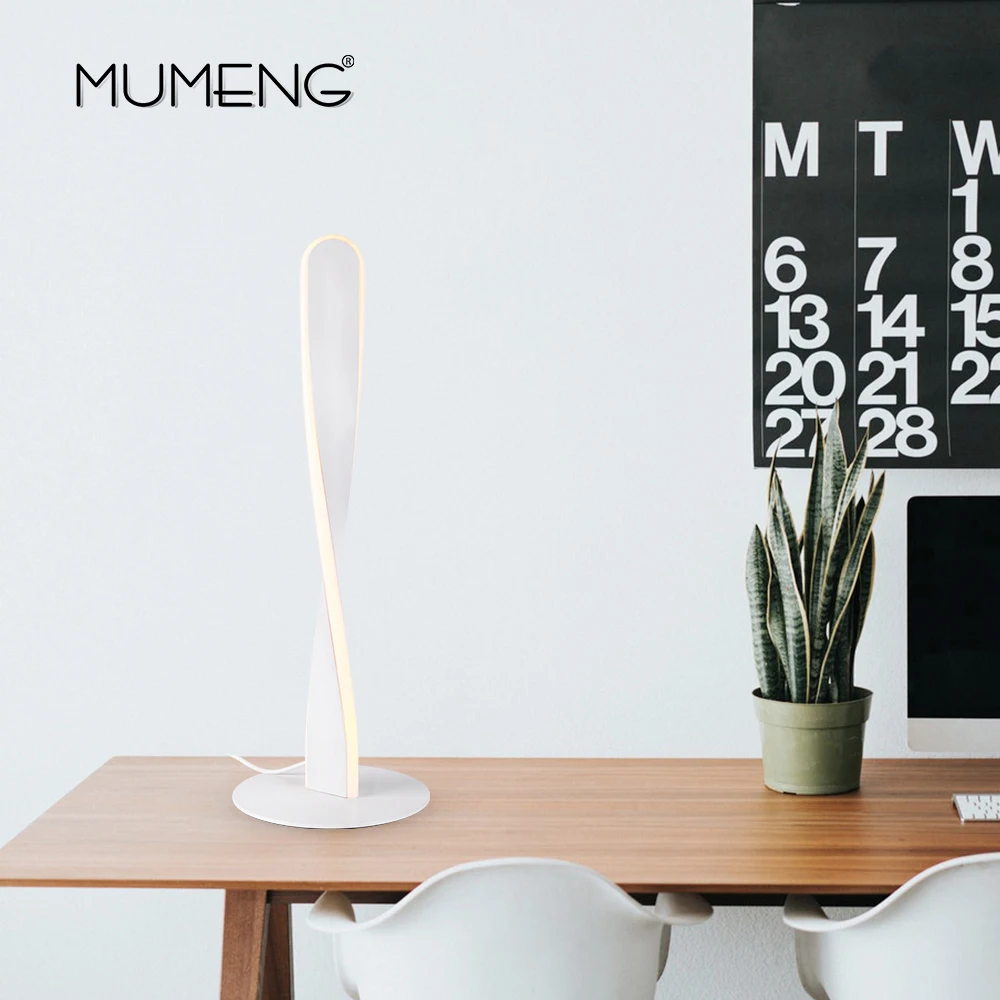 

LED Creative White Flat Beam Shaped Table Lamp Dimmable AC 100-240V LED Lamp Warm White 12W Table Light for Bedroom & Bedside
