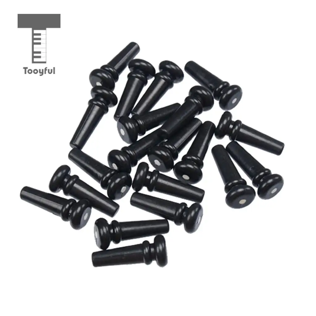 20pcs Acoustic Folk Guitar Plastic Endpins with Dot Inlay Black
