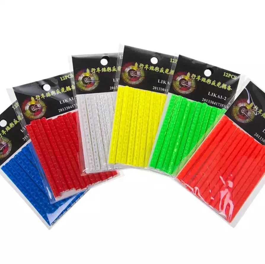 Flash Deal 12Pcs Bicycle Mountain Bike Riding Wheel Rim Spoke Mount Clip Tube Warning Light Strip Reflector Reflective Outdoor 75mm 9