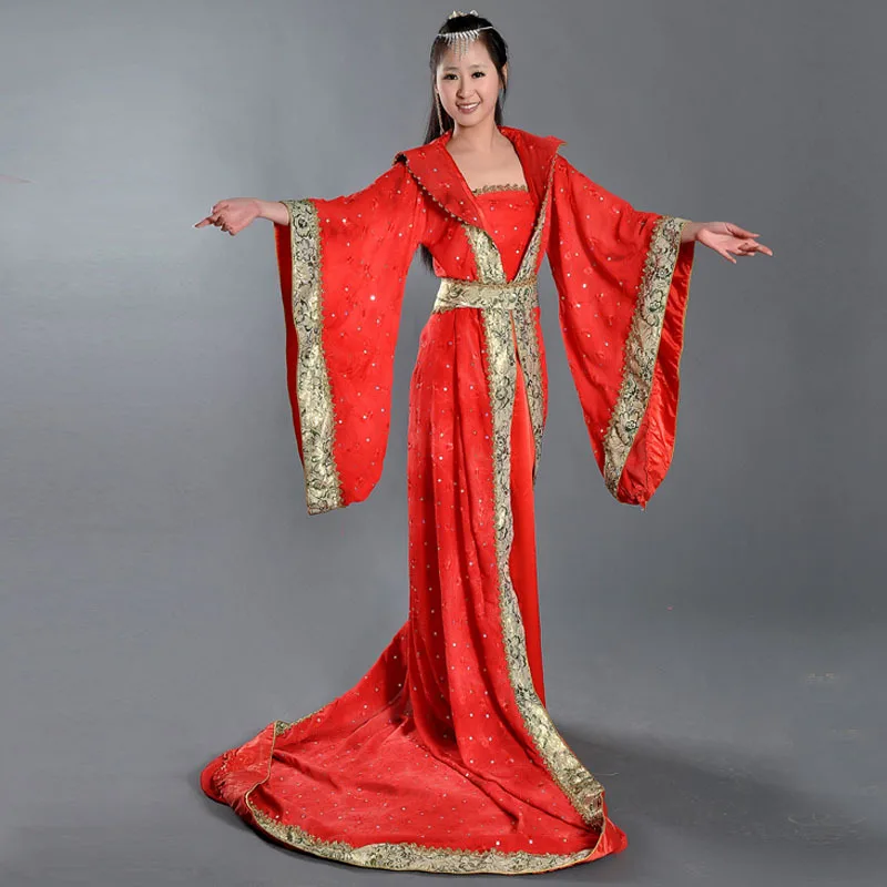 

2018 New Chinese Ancient Clothing Turtleneck Train Costume Damings Princess Costume Clothes Han Classic Women's