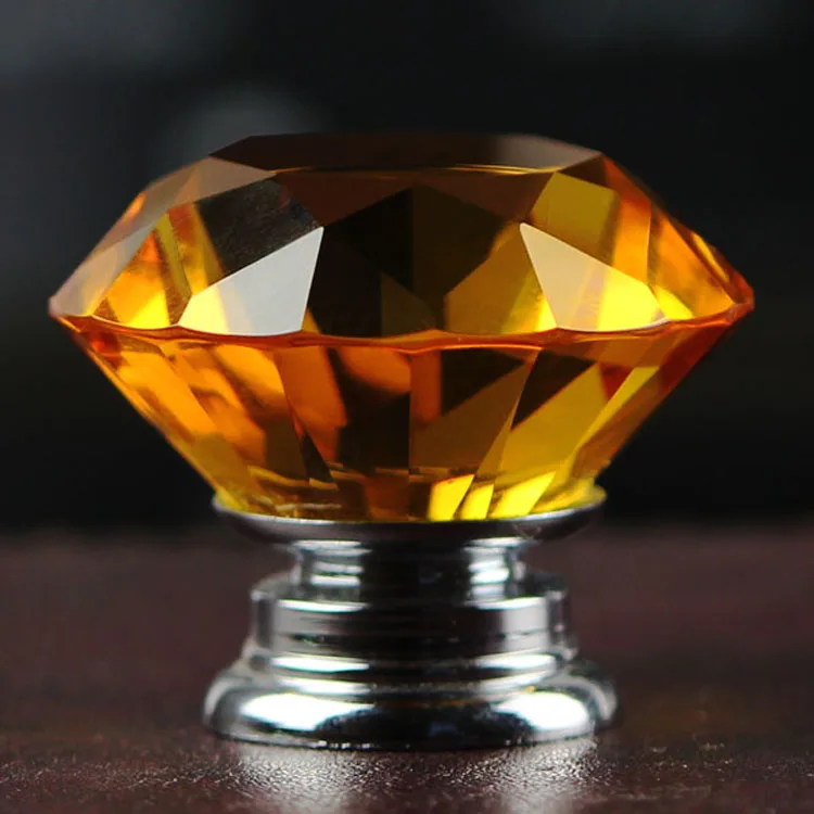 New Amber Color Crystal Glass Pull Drawer 1pcs/30mm Diamond Door Knob