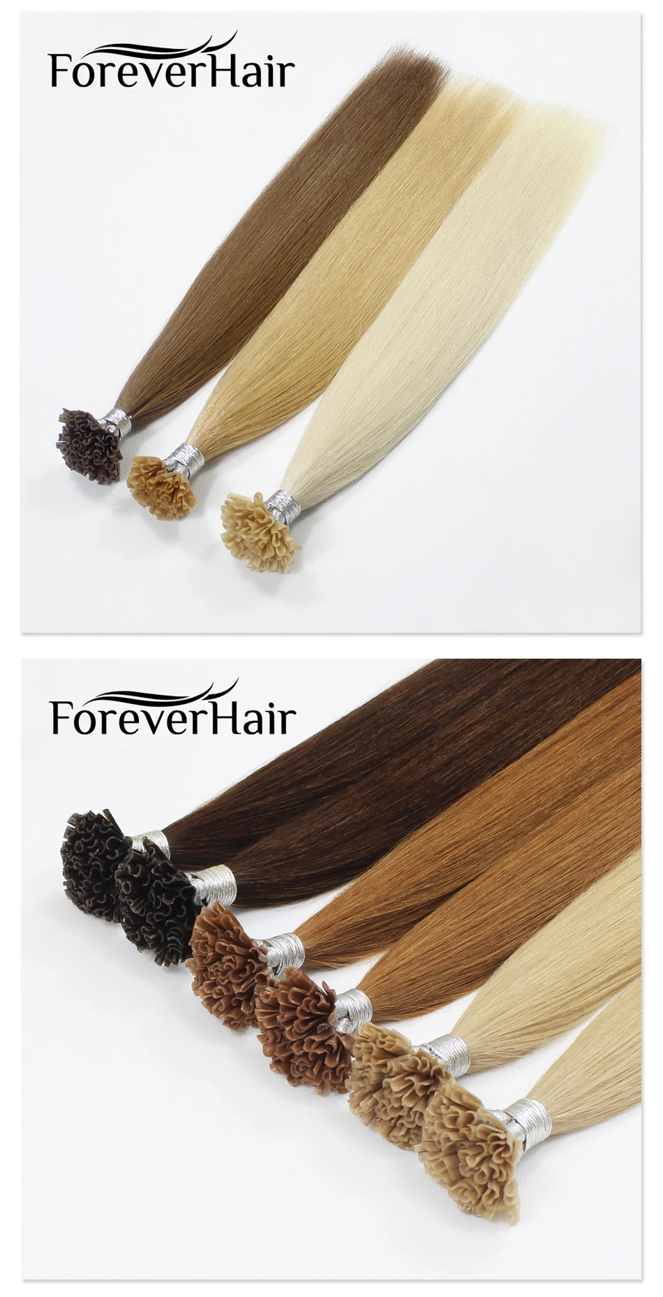 FOREVER HAIR 0,8 г/локон Remy кератиновые человеческие волосы для наращивания с u-образной окантовкой, европейские волосы для наращивания, 100 гр./упаковка, 80 гр., быстрая