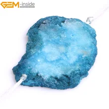 Драгоценный камень-внутри размер по выбору 15 дюймов Натуральные Большие Бусины плоский ломтик металлического покрытия агатовые бусины для изготовления бижутерии DIY бусины