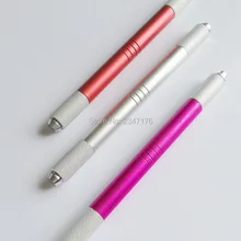 10 шт. двойной головкой руководство ручка 3D microblading ручка Ручной ручка татуировки для бровей татуировки Подходит для всех иглы лезвие розы красный цвет