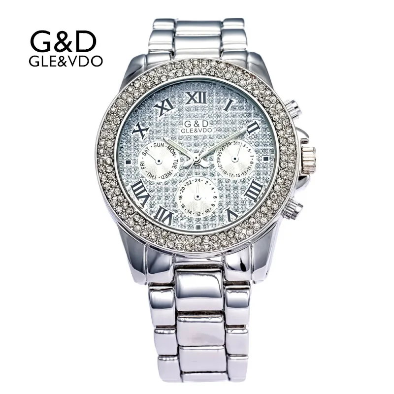 Relógios para Mulheres Prata Luxo Pulseira Relógios Womem Ladies Dress Ver Relógio Feminino Reloj Estilo Romano Mujer Presente 2020g & d