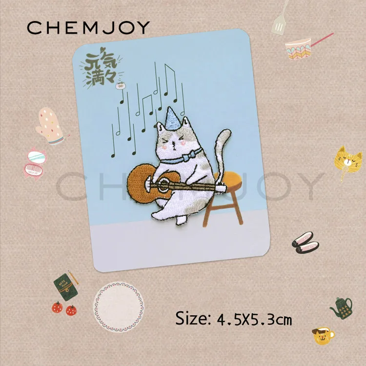 

Cute Cat Embroidery Patches Iron on Sticker for Clothes Jacket Bag Sewing on Appliques DIY Accessory Parches Animal Patch Badge