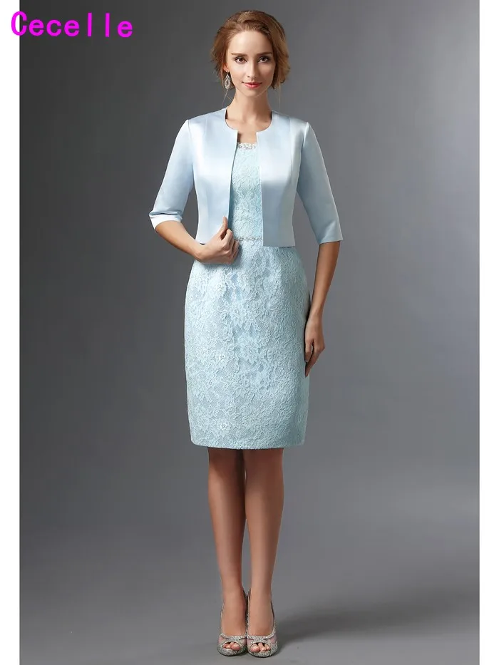 Blaue Spitze Mutter Der Braut Kleider Anzuge Mit Jacken Scoop Hochzeit Abendkleider Halbarm Kristall Mutter Formal Kleid Mothers Formal Dresses Mothers Mothermother Blue Aliexpress