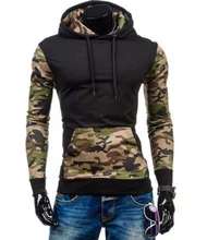 2018 Men’s Hooded Long Sleeve Camo Sweatshirt Men’s Hip-Hop Europe Style Casual Hoodie