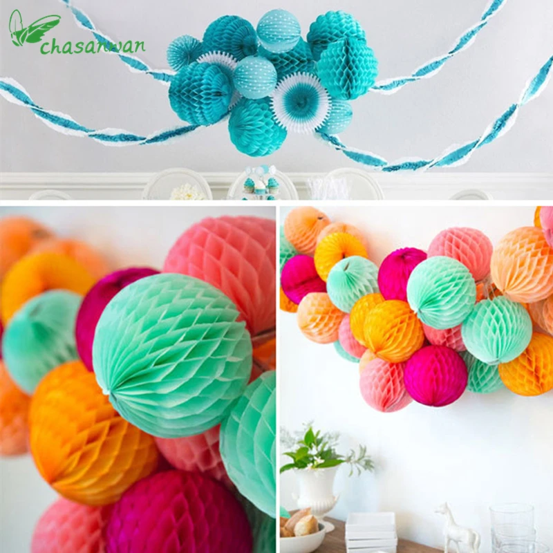 

Party Decorations 1Pc Mixed Size 15/20/25/30cm Multicolor Flower Paper Lantern Honeycomb Ball Wedding Kid Birthday Decoration,Q