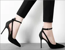 2016 heiße neue sexy spitz schnalle weiblichen high heels schuhe frauen frühling sommer cut-outs pumpen damen hohl partei schuhe
