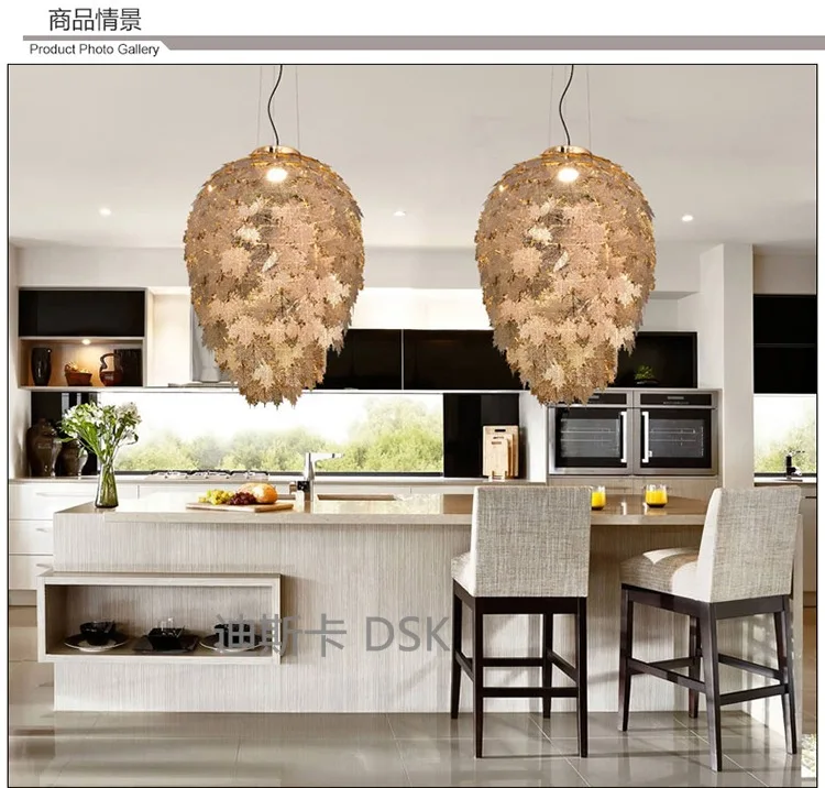 

Modern industrial stainless steel wind maple leaf droplight individuality bedroom villa guest dining club bar droplight