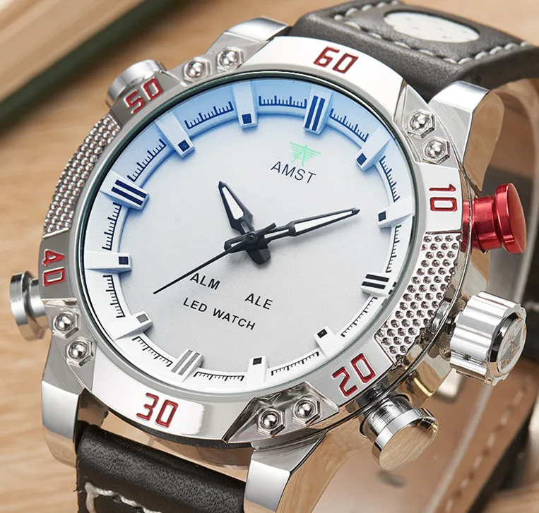 Top Brand Watch Men Sports Series Luxury Logo Multi functional Analog Quartz Digital Alarm Stopwatch Big