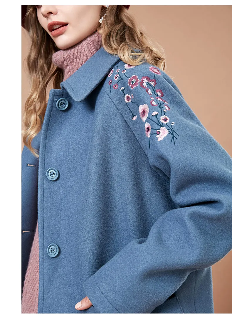 ARTKA осень и зима новое винтажное длинное вышитое модное шерстяное пальто женское WA10289D