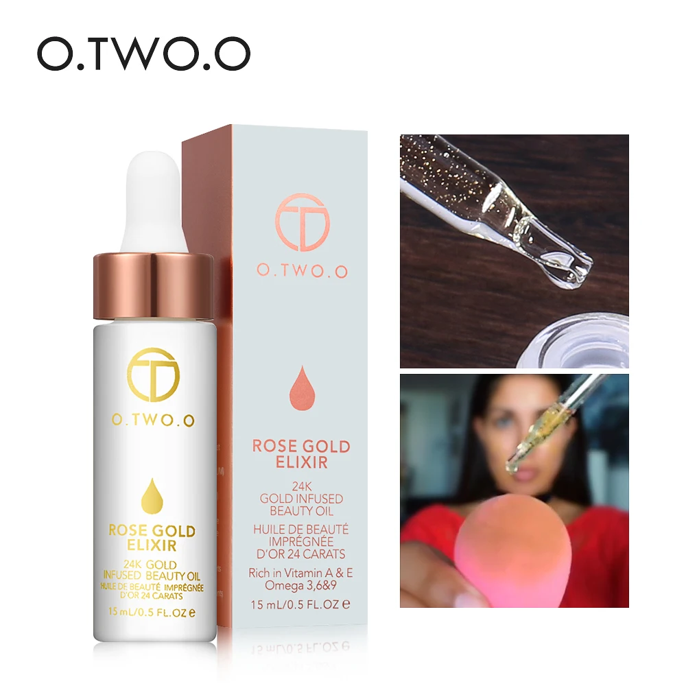 

O.TWO.O 24K Rose Gold Elixir Essential Oil Makeup Primer Lips Face Base Make Up Vitamin Moisturizer Easy to Absorb Face Care9116