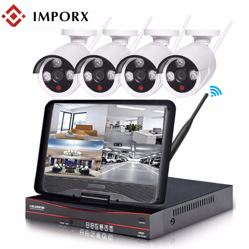 

IMPORX 4CH 960P HDMI 5in1 NVR Kit 2TB HDD CCTV Wifi VideCam 1.3MP HD Night Vision With 10" LCD Security Camera System CCTV Kit