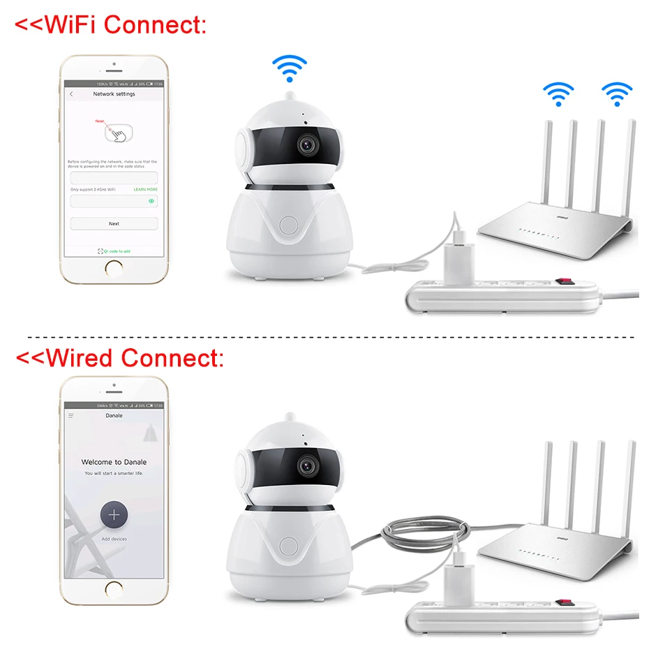 Techege 1080 P беспроводной проводной камера двухстороннее аудио Wi Fi Smart Security