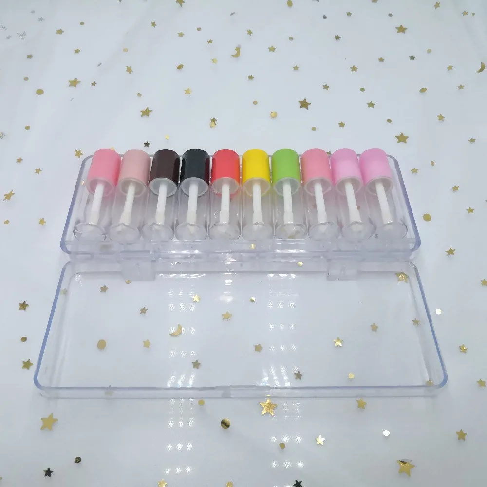 50/100pcs3ML мини Красочные крышки прозрачный блеск для губ Туба. Маленькая Косметическая губная помада образец бутылки, DIY бальзам для губ трубки