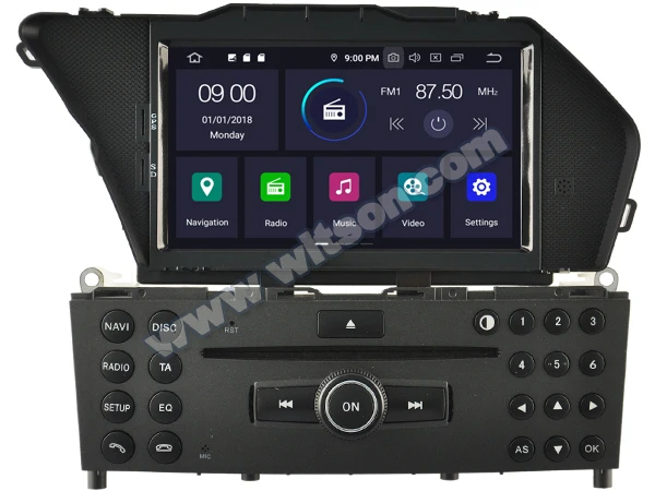 Top 7" Android 9.0 OS Car DVD Multimedia GPS Radio for Mercedes-Benz GLK-Class X204 2008-2010 with Greater Viewing Angle IPS Screen 1