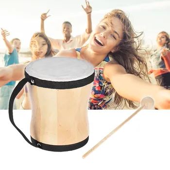 Hot  Wood Hand Bongo Drum Musical Toy  Instrument with Stick Strap Wooden Toys for Kids Children Party Club Chirstmas Gift