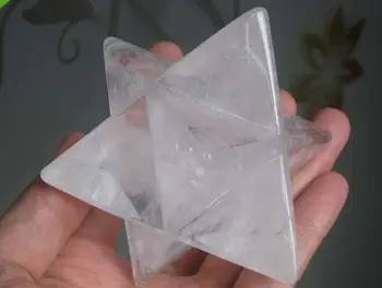 

A*246g Natural Clear Quartz Crystal Big Merkaba Star Carving ART