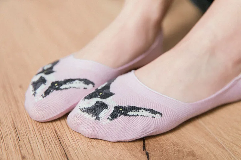 [WPLOIKJD] Harajuku жаккардовые Нескользящие креативные носки стелс Милая печать Мопс носки со смешным рисунком женские Divertidos Calcetines